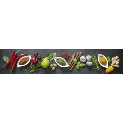 Küchenrückwand EXPRESS KÜCHEN "Gewürze", bunt, B:280cm H:55,9cm, Holzwerkstoff, Spritzschutzwände