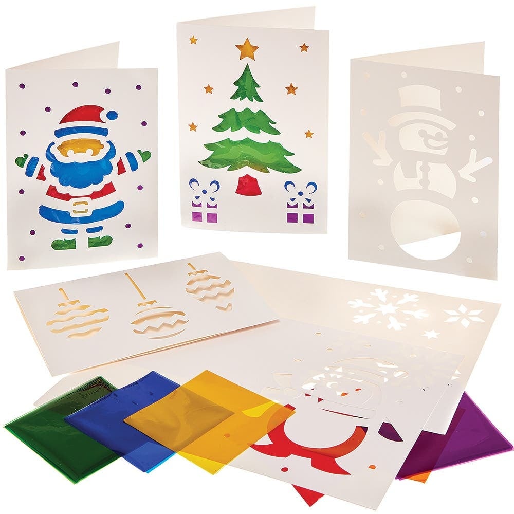 Weihnachtskarten mit Buntglaseffekt, 6 Stück (Pro Set 6)
