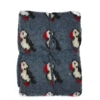 KIDKA Kleine Wolldecke 060 Schurwolle Papageientaucher - Blau - 80 x 80 cm