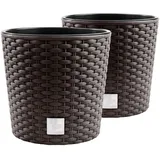 Rattan Pflanztopf Set 2-tlg, Ø30cm, Umbra, Indoor/Outdoor, 15,3L Volumen