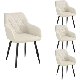 Woltu Esszimmerstuhl Samt Cremeweiß 4er Set