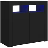 vidaXL Sideboard mit LED-Leuchten Schwarz 80x35x75 cm
