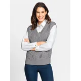 Inspirationen Pullunder INSPIRATIONEN "Pullunder", Damen, Gr. 42, grau (steingrau, meliert), 50% Baumwolle, 50% Polyacryl, unifarben, Pullover Pullunder