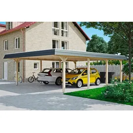 SKANHOLZ Doppel-Carport Wendland 6,30 x 8,79 m beige inkl. Regenrinne/Pfostenanker