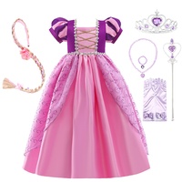Lito Angels Prinzessin Rapunzel Kostüm Kleid mit Zubehör für Kinder Mädchen Verkleidung Outfit Größe 9-10 Jahre 140, Violett Rosa