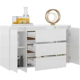 vidaXL Sideboard 3 Schubladen Hochglanz-Weiß 120x41x75cm Holzwerkstoff