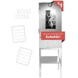Lemodo Räucherofen mit Untergestell aus Stahl, Kalträucherofen mit Tisch, Räucherofen mit Untergestell silberfarben