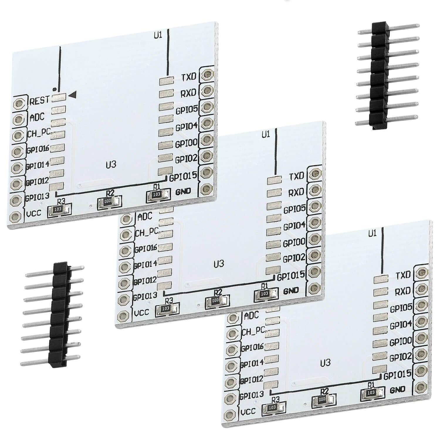 AZDelivery 3 x Adapter Board Platte für ESP8266 ESP8266-12E / 12F, ESP-07 und ESP-08 für optimales WLAN inklusive eBook!