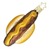 INGE-GLAS® Christbaumschmuck Bratwurst 8cm | Weihnachtskugel aus Glas | Figur Coburger Bratwurst