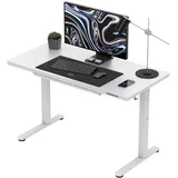 Mark Adler Leader 8.5 – Elektrischer Schreibtisch Glas 120×60 cm, höhenverstellbar 72–118 cm, USB-A/C & kabelloses Ladegerät, Schublade - Weiß