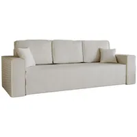 MOEBLO Schlafsofa Clivia, 3-Sitzer Cord Sofa für Wohnzimmer, Sofa mit Stauraum, modernes Sofa, mit Schlaffunktion und Bettkasten, - (BxHxT): 242x87x90 cm beige