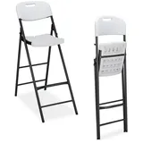 Relaxdays Klappbare Barhocker 2er Set Weiß,Schwarz