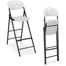 Relaxdays Klappbare Barhocker 2er Set Weiß,Schwarz