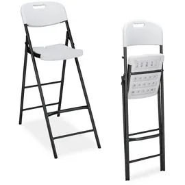 Relaxdays Klappbare Barhocker 2er Set Weiß,Schwarz