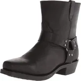Cowboystiefel für Herren, Cowboy- und Bikerstiefel, Leder-Westernstiefel, rutschfeste Schnürstiefel bis zur Mitte der Wade, Schwarz, 46 EU - 46 EU