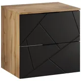 Badplaats Waschbeckenunterschrank Manello 2 Schubladen 60 x 58 x 46 cm Eiche/Braun/Schwarz
