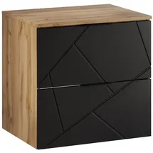 Badplaats Waschbeckenunterschrank Manello 2 Schubladen 60 x 58 x 46 cm Eiche/Braun/Schwarz
