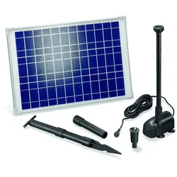 Solar Pumpensystem WATERSPLASH 20/1350, Komplett-Set, Teichpumpe Springbrunnenpumpe, Solarbrunnen Sprinklerpumpe, Direktbetrieb Wasserspiel, Solarmodul 20W, 1,9m 1350l/h IP68 101014