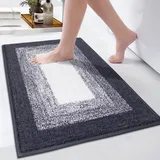 Enyhom Super Weich Badematten Dunkelgrau Mikrofaser Hochflor Badezimmerteppich rutschfeste Maschinenwaschbar Badteppich Duschmatten Saugfähig Badvorleger, 60 x 90 cm