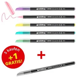 5 + 1 GRATIS: edding 1200 Filzstifte farbsortiert, 5 St. + GRATIS 1 St.
