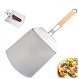 XDeer Backstein Pizzaschaufel,Pizzaschieber Pizzaheber,platzsparendes Holz, -Griff,Pizzaheber Brotschieber für Pizzabäcker (Klappbarer Griff) beige|gelb