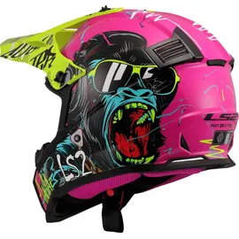 LS2 MX437 Fast Evo II Mini Gorilla Pink/Türkis/Gelb M