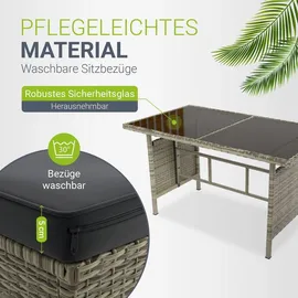 Juskys Manacor Polyrattan Lounge-Set grau meliert inkl. Abdeckung