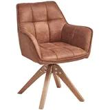 Livetastic Armlehnstuhl, Orange, Eiche, Holz, Textil, Eiche, massiv, Drehkreuz, 61x85x63 cm, Sitzfläche 360° drehbar, inklusive Armlehnen, Esszimmer, Stühle, Esszimmerstühle, Armlehnenstühle