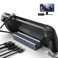 Qhou Steam Deck Dockingstation, 6 in 1 Dockingstation, HDMI 2.0, 4K@60 Hz, Gigabit Ethernet, 3 USB A 3.0, USB C Ladeanschlüssen, kompatibel mit Valve Steam Deck, TV