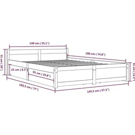 vidaXL Bett mit Schubladen 140 x 190 cm Braun