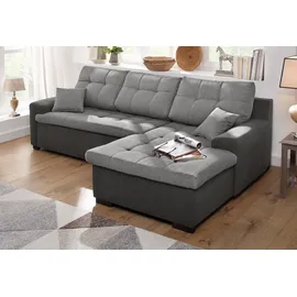 Home Affaire Ecksofa "Föhr L-Form", grau (hellgrau), B:247cm H:75cm T:155cm, 100% Polyester Luxus-Microfaser/Struktur;100% Polyester PRIMABELLE/Webstoff;100% Polyester Melrose/Struktur grob, Sofas, Ecksofa, wahlweise mit Bettfunktion