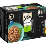 Sheba Selection in Sauce Katzennassfutter – Feine Vielfalt (MSC) – Hochwertiges Feuchtfutter in 48 Portionsbeuteln für Katzen – Katzenfutter – 4er Pack (4 x 12 Portionsbeutel à 85g)