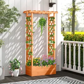 Costway Hochbeet mit Rankgitter 66 x 32 cm Orange