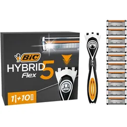 BIC Hybrid 5 Flex Rasierer Herren, Nassrasierer mit 10 Wechselklingen mit je 5 Klingen, mit Aloe Vera und Vitamin E, mit Präzisionstrimmer 10 St
