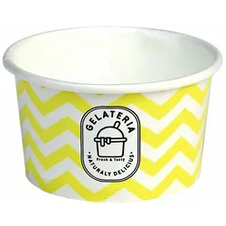 VEPATIM 500x Eisbecher aus Papier Zick Zack Motiv gelb 125 ml 4oz