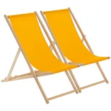 2x Folding Holzklappstühle Adjustable Reclining Leinwand Strandliege orange