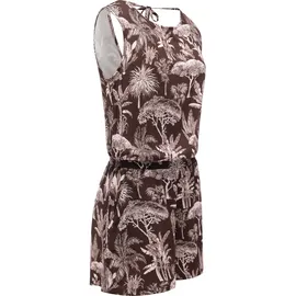 Ragwear Damen kurzer Jumpsuit Einteiler mit Rückenausschnitt Overall in Blumenoptik Zella Dark Choco26 Gr. XXL - XXL
