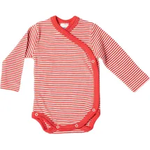 cosilana Langarm Baby-Wickelbody aus Wolle und 30% Seide Geringelt Rot 62/68