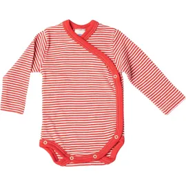 cosilana Langarm Baby-Wickelbody aus Wolle und 30% Seide Geringelt Rot 62/68