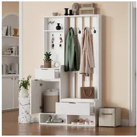 stilvora Garderoben-Set Schuhbank 100x30x180 cm Weiß