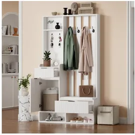 stilvora Garderoben-Set Schuhbank 100x30x180 cm Weiß