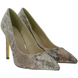 MENBUR Damen High Heels Abend-Sandaletten mit Stiletto-Absatz glitzernde Ausgeh-Schuhe 07061 0097 Silber/Beige/Rosa - 36