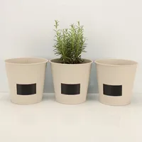 Online-Fuchs OF 3 Blumentöpfe zum Beschriften im Set - Blumentopf Kräutertopf (Hellgrau P56)