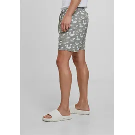 URBAN CLASSICS Badeshorts Urban Classics Pattern Swim Short Grün/Weiß XL