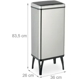 Relaxdays Mülleimer 50 l Silber