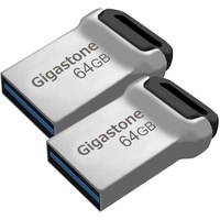 Gigastone Z90 64GB 2er-Pack USB 3.1 Flash-Laufwerk, Mini Fit Metall Wasserdicht Kompakt Pen Drive, Zuverlässige Leistung Thumb Drive, USB 2.0 / USB 3.0 Schnittstelle kompatibel