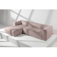 KONSIMO® Ecksofa Links Ecksofa FEROX, hergestellt in der EU,aus breitem Cordstoff,Modern rosa
