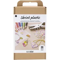 Creativ Company DIY Sets Plastikschrumpffolie Kreativ Mix Plastikschrumpfplatten, Schmuck,