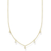 Thomas Sabo Damen Halskette weiße Steine gold 925 Sterlingsilber, 40-45 cm Länge