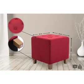 deluke Sitzhocker CELIS Stoff 45 x 46 x 45 cm Rot